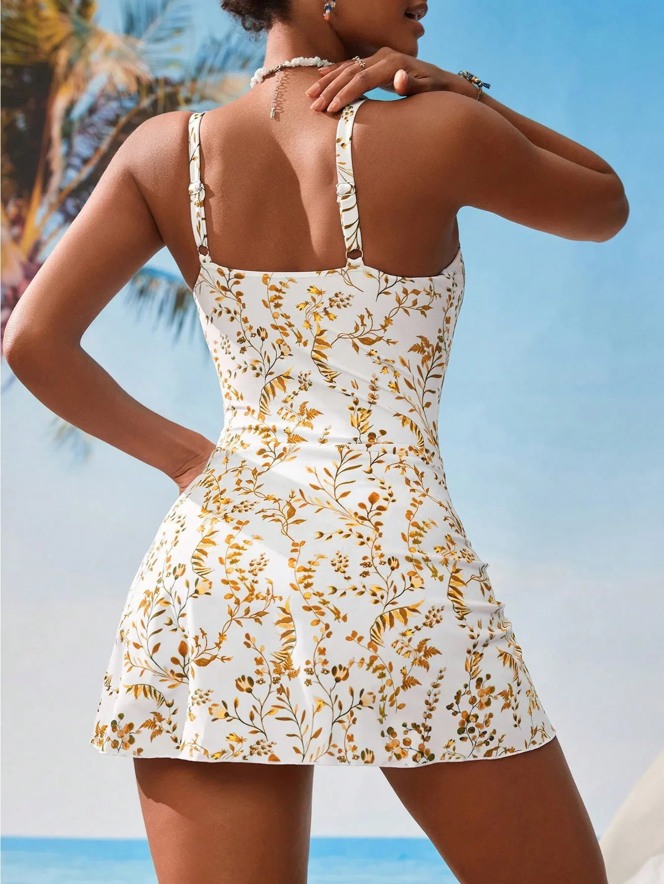 COVE Wrap Swim Dress - Rice White Floral