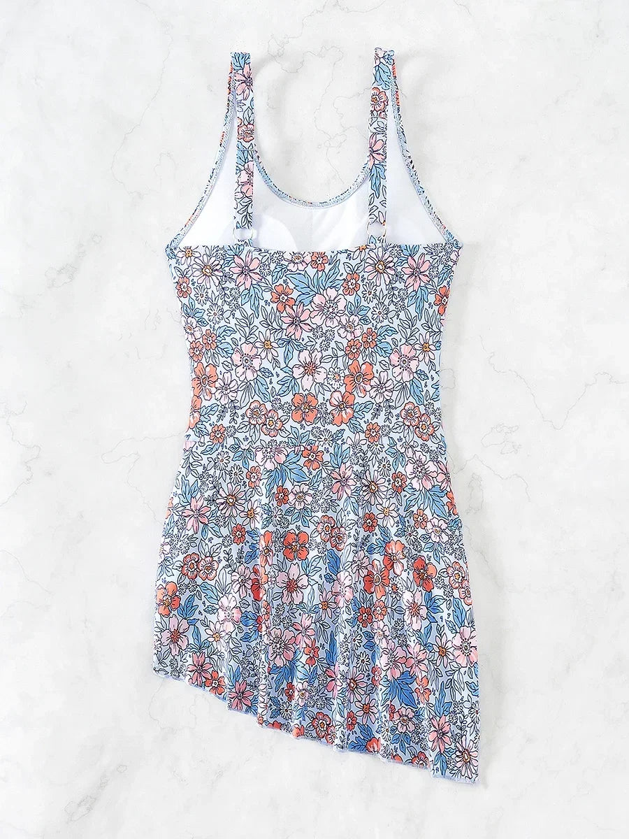 SHORELINE BLOOM Wrap Swim dress - Petal Blue